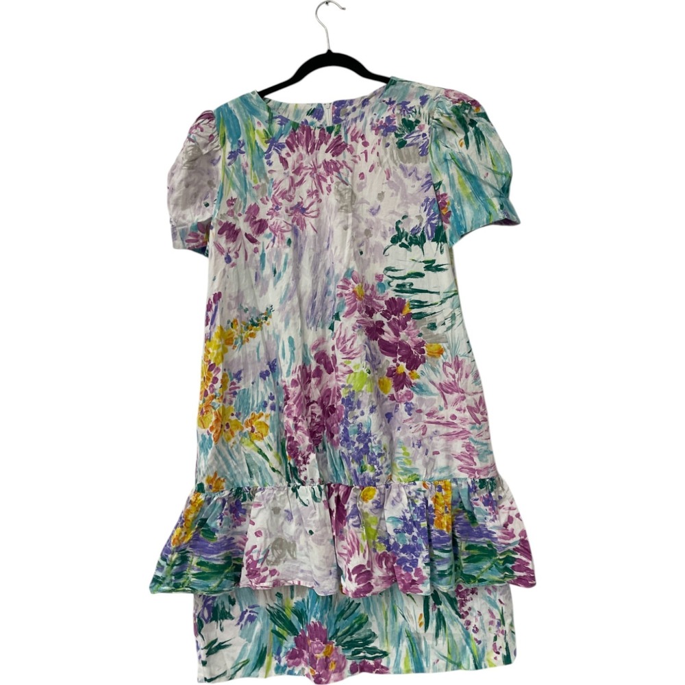 Worthington Tiered Ruffled Dress Multicolor Floral Vintage 8 Short Sleeve‎ 80s